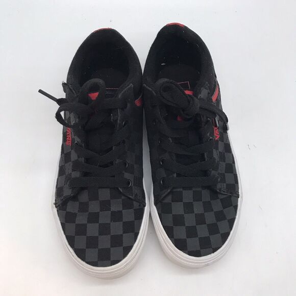 Vans Seldan Checkerboard Black/Red Skate Shoes Youth 1 Lace Up Low Top Sneakers - Picture 5 of 10